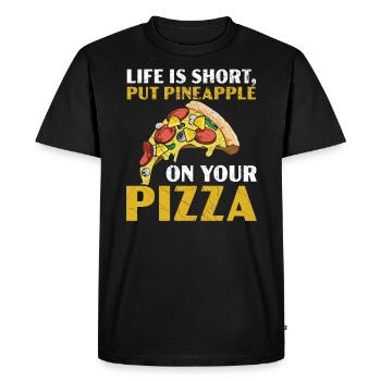 Pizza And Pineapple Tropical Fruit Pizza Eater - Men's Premium Organic T-Shirt - black - Front - Nico (187cm)