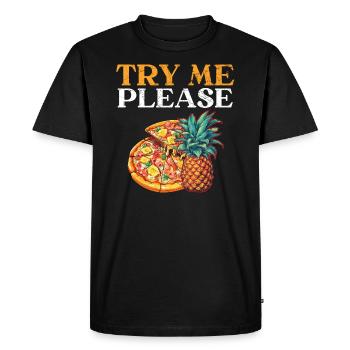 Pizza And Pineapple Tropical Fruit Pizza Eater - Men's Premium Organic T-Shirt - black - Front - Nico (187cm)