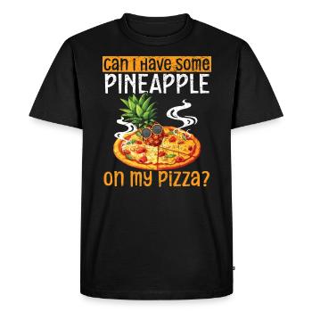 Pizza And Pineapple Tropical Fruit Pizza Eater - Men's Premium Organic T-Shirt - black - Front - Nico (187cm)