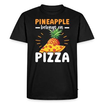Pizza And Pineapple Tropical Fruit Pizza Eater - Men's Premium Organic T-Shirt - black - Front - Nico (187cm)