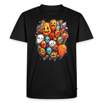 Balloon Halloween Trick Or Treat Spooky Boo Ghost - Men's Premium Organic T-Shirt - black - Front - Nico (187cm)