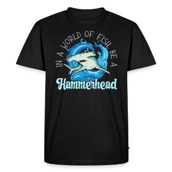 Hammerhead Shark Lover Marine Biology Underwater - T-shirt Premium bio Homme - noir - Devant - Nico (187cm)