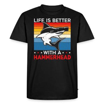 Hammerhead Shark Lover Marine Biology Underwater - T-shirt Premium bio Homme - noir - Devant - Nico (187cm)
