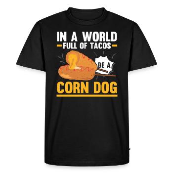 Corn Dog Lover Hot Dog Corndog Saucisse Hotdog - T-shirt Premium bio Homme - noir - Devant - Nico (187cm)