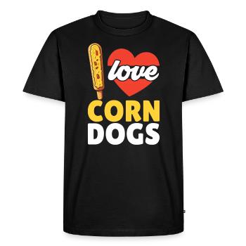Corn Dog Lover Hot Dog Corndog Saucisse Hotdog - T-shirt Premium bio Homme - noir - Devant - Nico (187cm)