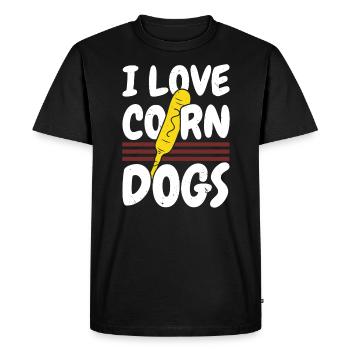Corn Dog Lover Hot Dog Corndog Saucisse Hotdog - T-shirt Premium bio Homme - noir - Devant - Nico (187cm)