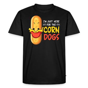 Corn Dog Lover Hot Dog Corndog Saucisse Hotdog - T-shirt Premium bio Homme - noir - Devant - Nico (187cm)