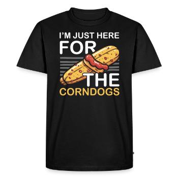 Corn Dog Lover Hot Dog Corndog Saucisse Hotdog - T-shirt Premium bio Homme - noir - Devant - Nico (187cm)