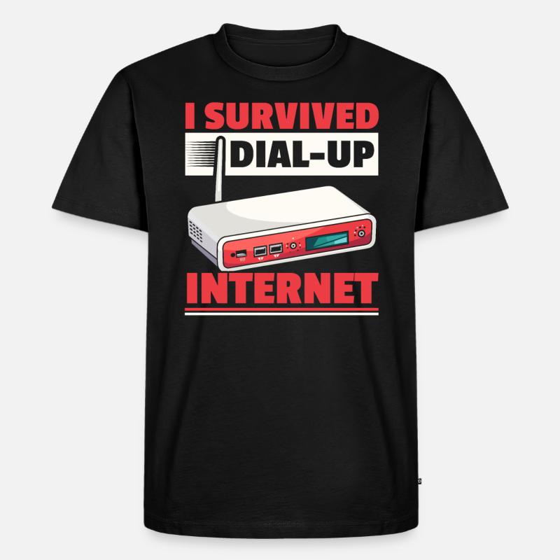 DFÜ-Internetverbindung 90er Computerwitze - Männer Premium Bio T-Shirt - Schwarz