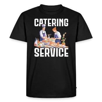 Service traiteur Traiteur Chef cuisinier Serveur - T-shirt Premium bio Homme - noir - Devant - Nico (187cm)