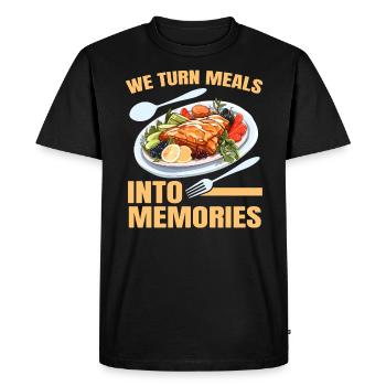 Service traiteur Traiteur Chef cuisinier Serveur - T-shirt Premium bio Homme - noir - Devant - Nico (187cm)