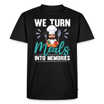 Service traiteur Restauration Chef serveur - T-shirt Premium bio Homme - noir - Devant - Nico (187cm)