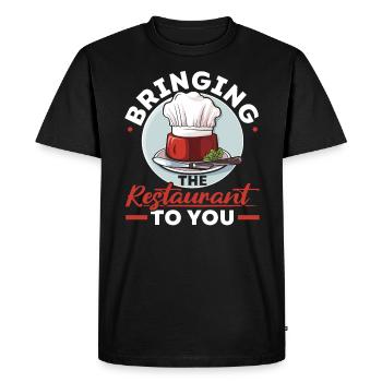 Service traiteur Restauration Chef serveur - T-shirt Premium bio Homme - noir - Devant - Nico (187cm)