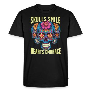 Dia De Los Muertos Sugar Skull Vacances mexicaines - T-shirt Premium bio Homme - noir - Devant - Nico (187cm)