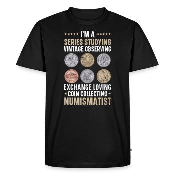 Collection de pièces numismate de collection de pièces - T-shirt Premium bio Homme - noir - Devant - Nico (187cm)