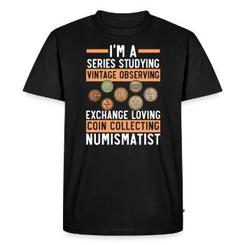 Collection de pièces numismate de collection de pièces - T-shirt Premium bio Homme - noir - Devant - Nico (187cm)
