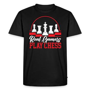 Jeu d’échecs Checkmate Stratégie Joueur d’échecs - T-shirt Premium bio Homme - noir - Devant - Nico (187cm)