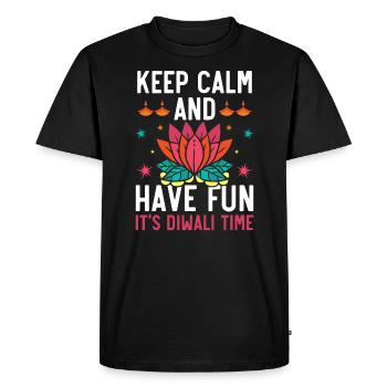 Happy Diwali Diwali Festival Indian Hindu Hinduism - Men's Premium Organic T-Shirt - black - Front - Nico (187cm)