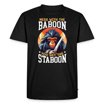 Babouin Singe Amoureux Faune Animalier Gardien de zoo - T-shirt Premium bio Homme - noir - Devant - Nico (187cm)