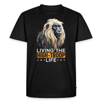 Babouin Singe Amoureux Faune Animalier Gardien de zoo - T-shirt Premium bio Homme - noir - Devant - Nico (187cm)