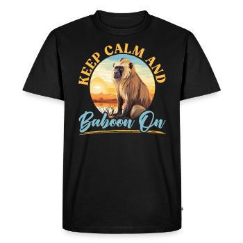 Babouin Singe Amoureux Faune Animalier Gardien de zoo - T-shirt Premium bio Homme - noir - Devant - Nico (187cm)