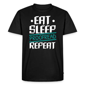 Relecture Travail d’orthographe Grammaire Relecteur - T-shirt Premium bio Homme - noir - Devant - Nico (187cm)