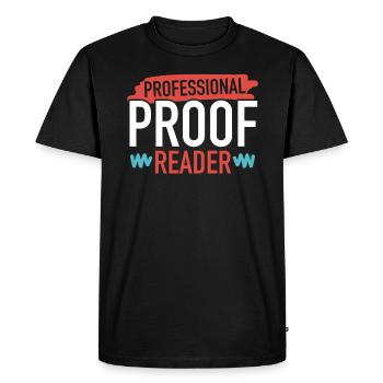Relecture Travail d’orthographe Grammaire Relecteur - T-shirt Premium bio Homme - noir - Devant - Nico (187cm)