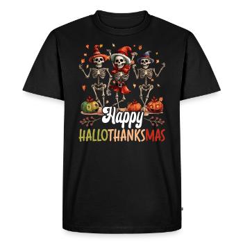 Hallothanksmas Halloween Thanksgiving Christmas - Men's Premium Organic T-Shirt - black - Front - Nico (187cm)