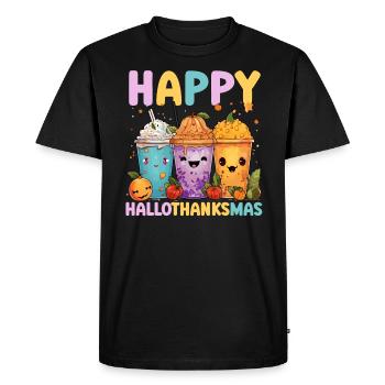 Hallothanksmas Halloween Thanksgiving Christmas - Men's Premium Organic T-Shirt - black - Front - Nico (187cm)