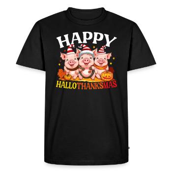 Hallothanksmas Halloween Thanksgiving Christmas - Men's Premium Organic T-Shirt - black - Front - Nico (187cm)