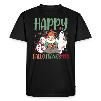 Hallothanksmas Halloween Thanksgiving Christmas - Men's Premium Organic T-Shirt - black - Front - Nico (187cm)
