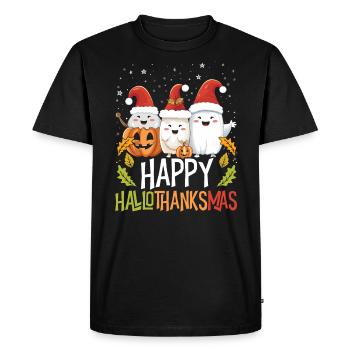 Hallothanksmas Halloween Thanksgiving Christmas - Men's Premium Organic T-Shirt - black - Front - Nico (187cm)
