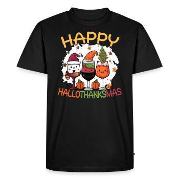 Hallothanksmas Halloween Thanksgiving Noël - T-shirt Premium bio Homme - noir - Devant - Nico (187cm)