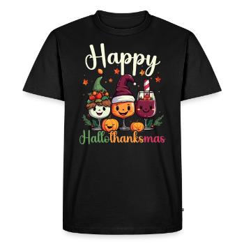 Hallothanksmas Halloween Thanksgiving Noël - T-shirt Premium bio Homme - noir - Devant - Nico (187cm)