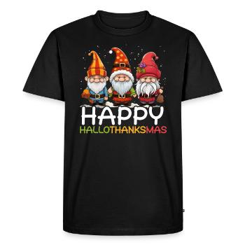 Hallothanksmas Halloween Thanksgiving Christmas - Men's Premium Organic T-Shirt - black - Front - Nico (187cm)