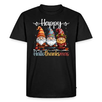 Hallothanksmas Halloween Thanksgiving Christmas - Men's Premium Organic T-Shirt - black - Front - Nico (187cm)