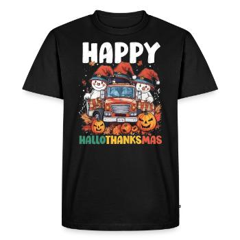 Hallothanksmas Halloween Thanksgiving Noël - T-shirt Premium bio Homme - noir - Devant - Nico (187cm)