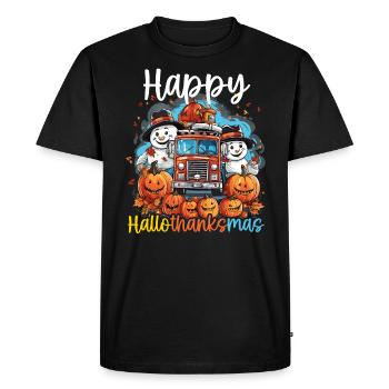 Hallothanksmas Halloween Thanksgiving Christmas - Men's Premium Organic T-Shirt - black - Front - Nico (187cm)