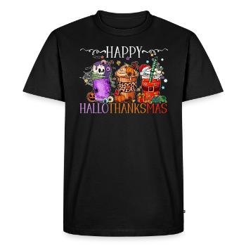 Hallothanksmas Halloween Thanksgiving Noël - T-shirt Premium bio Homme - noir - Devant - Nico (187cm)