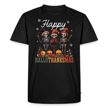 Hallothanksmas Halloween Thanksgiving Christmas - Men's Premium Organic T-Shirt - black - Front - Nico (187cm)