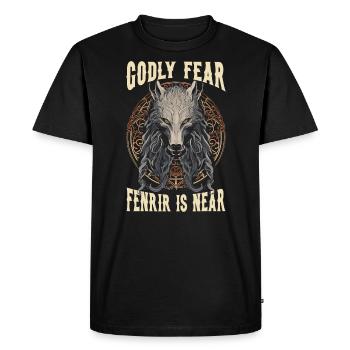 Fenrir Loup Viking Nordique Norsemen Odins Loup - T-shirt Premium bio Homme - noir - Devant - Nico (187cm)