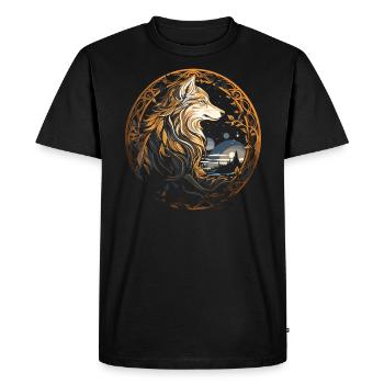 Fenrir Wolf Viking Normer Norsemen Odins Wolf - T-shirt Premium bio Homme - noir - Devant - Nico (187cm)