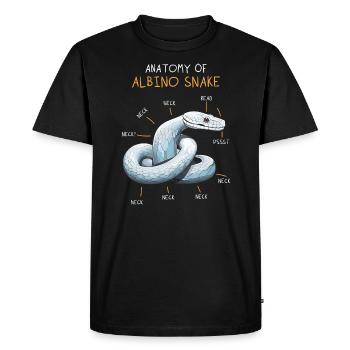 Boule Albino Phyton Serpent venimeux Serpent albinos - T-shirt Premium bio Homme - noir - Devant - Nico (187cm)