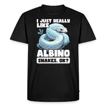 Boule albinos Phyton Serpent venimeux Serpent albinos - T-shirt Premium bio Homme - noir - Devant - Nico (187cm)