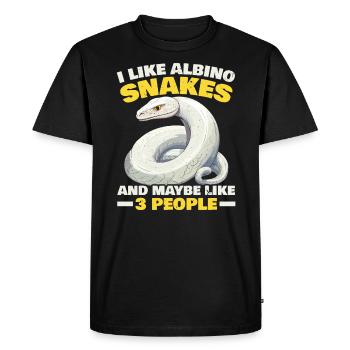 Boule Albino Phyton Serpent venimeux Serpent albinos - T-shirt Premium bio Homme - noir - Devant - Nico (187cm)