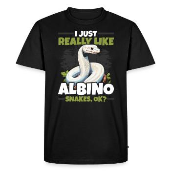 Boule albinos Phyton Serpent venimeux Serpent albinos - T-shirt Premium bio Homme - noir - Devant - Nico (187cm)