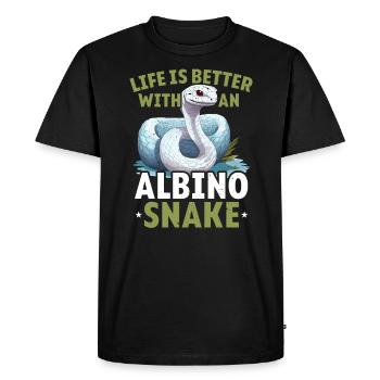 Boule Albino Phyton Serpent venimeux Serpent albinos - T-shirt Premium bio Homme - noir - Devant - Nico (187cm)