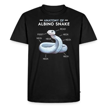 Boule Albino Phyton Serpent venimeux Serpent albinos - T-shirt Premium bio Homme - noir - Devant - Nico (187cm)