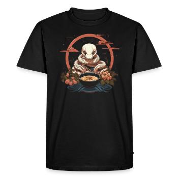 Albino Ball Phyton Boa Venimeux Albino Snake Ramen - T-shirt Premium bio Homme - noir - Devant - Nico (187cm)