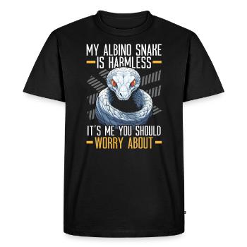 Boule albinos Phyton Serpent venimeux Serpent albinos - T-shirt Premium bio Homme - noir - Devant - Nico (187cm)